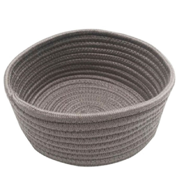 Round Hand-woven Basket Bedside Tabletop Snacks Debris Basket Storage Basket, Size:Middle(Gray)