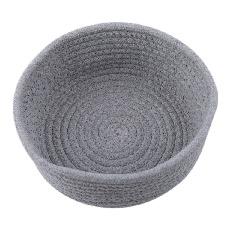 Round Hand-woven Basket Bedside Tabletop Snacks Debris Basket Storage Basket, Size:Middle(Gray)