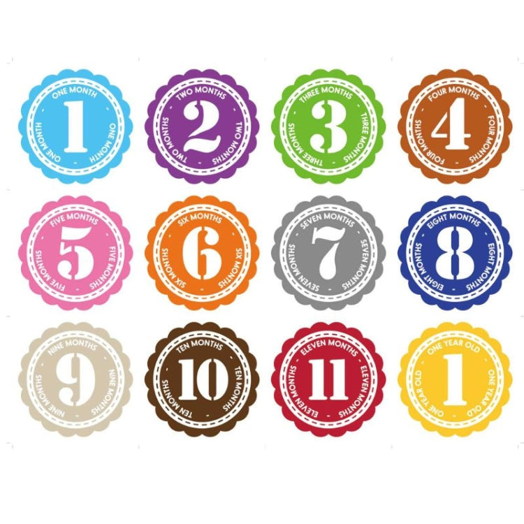 12 PCS/Set Newborn Baby Month Stickers 1-12 Months for Photo Keepsakes