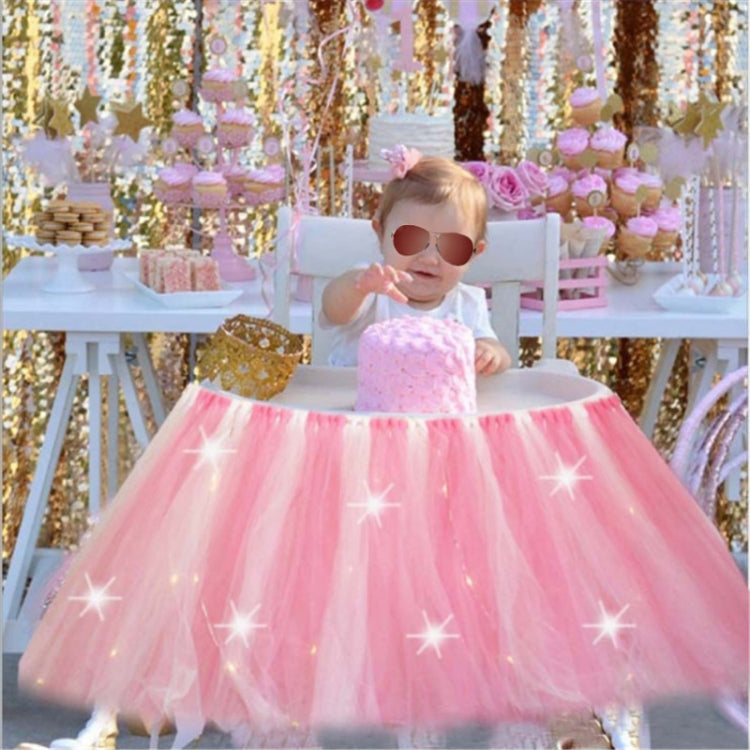 Tulle Chair Skirts Cover Cloth for Kids Birthday Baby Shower Communion Party Decoration With Light, Size:85x35CM
