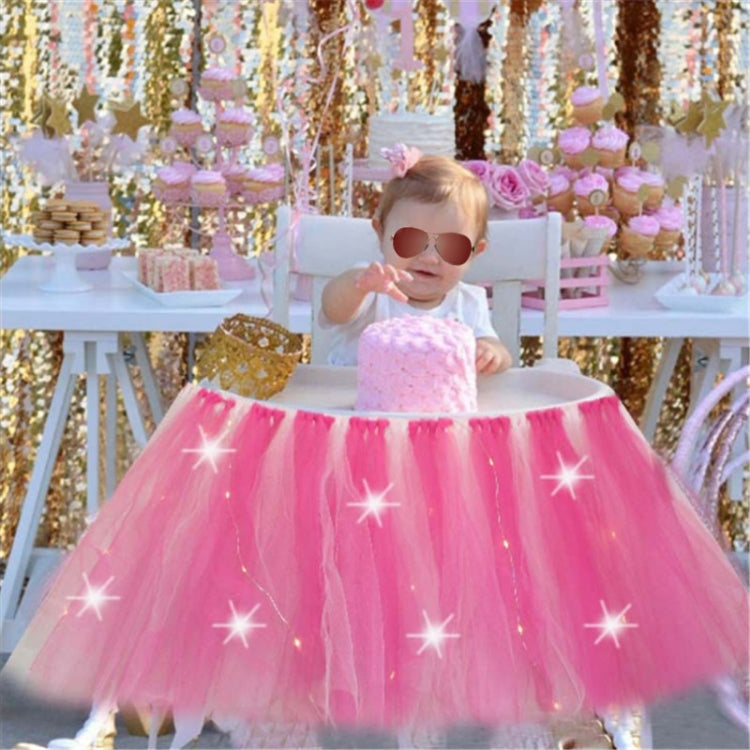 Tulle Chair Skirts Cover Cloth for Kids Birthday Baby Shower Communion Party Decoration With Light, Size:85x35CM