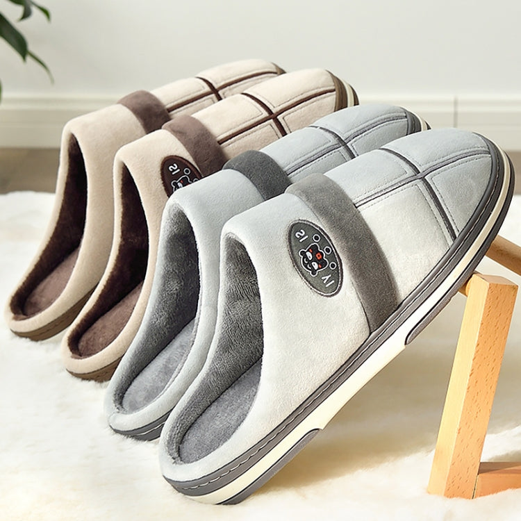 Men Warm Fur Slippers Winter Cozy House Slippers Short Plush Casual Shoes, Size:46-47 (Suitable for 45-46)