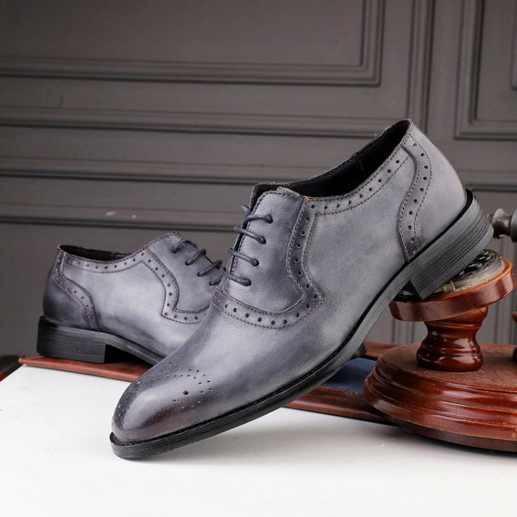 Male Autumn Top-grain Leather Pointed Business Dress Shoes, Size:35