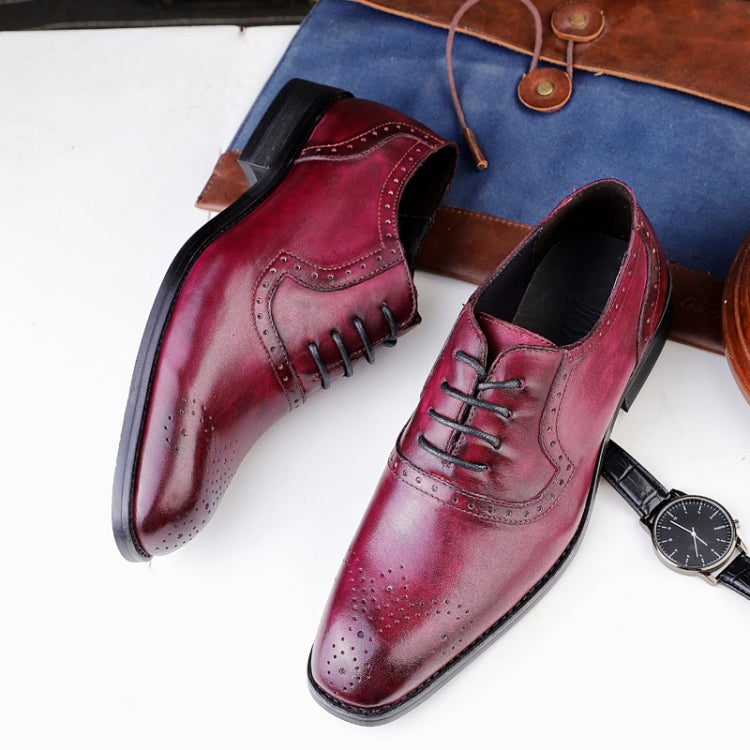 Male Autumn Top-grain Leather Pointed Business Dress Shoes, Size:36
