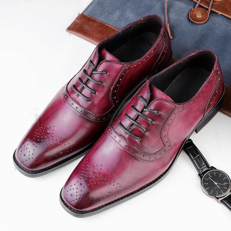 Male Autumn Top-grain Leather Pointed Business Dress Shoes, Size:37