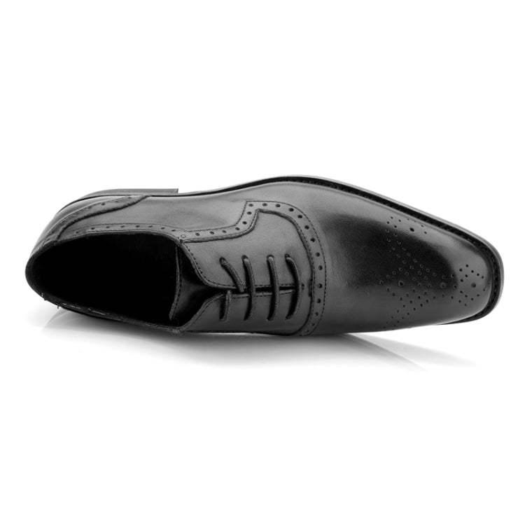 Male Autumn Top-grain Leather Pointed Business Dress Shoes, Size:43