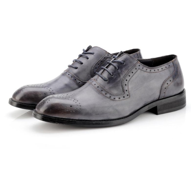 Male Autumn Top-grain Leather Pointed Business Dress Shoes, Size:44
