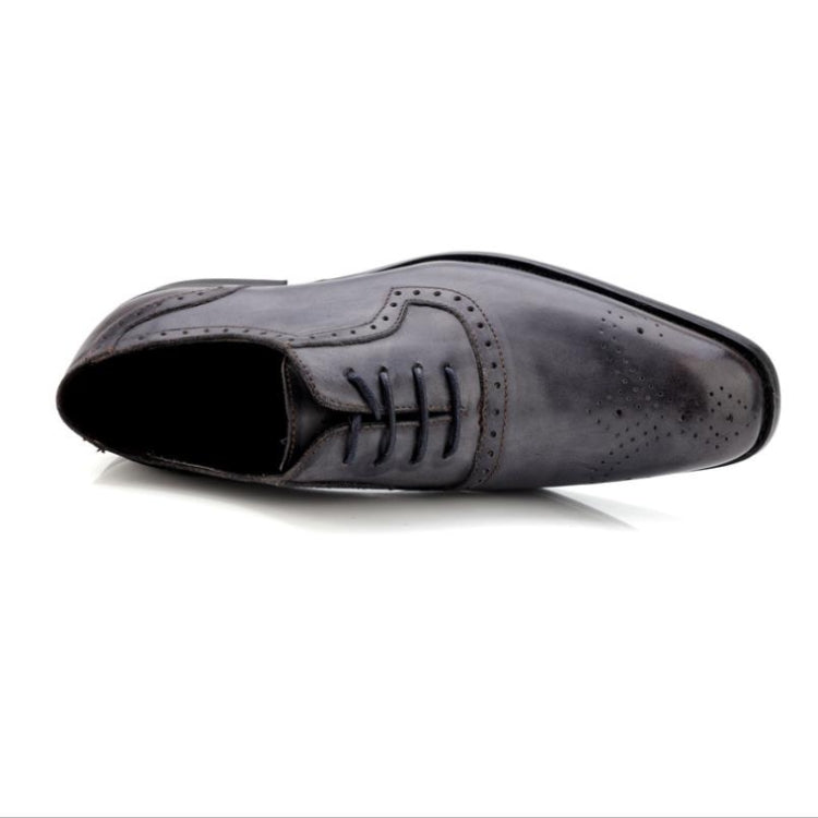 Male Autumn Top-grain Leather Pointed Business Dress Shoes, Size:44