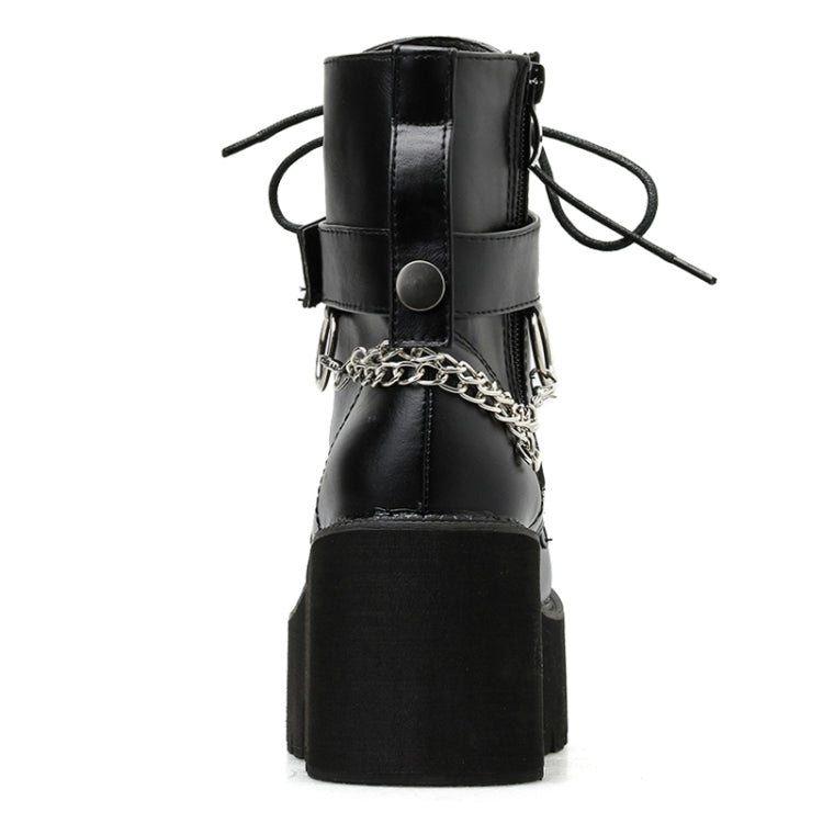Platform - Soled Martin Boots Side Zipper Handsome Ankle Boots, Shoe Size:39(Black)