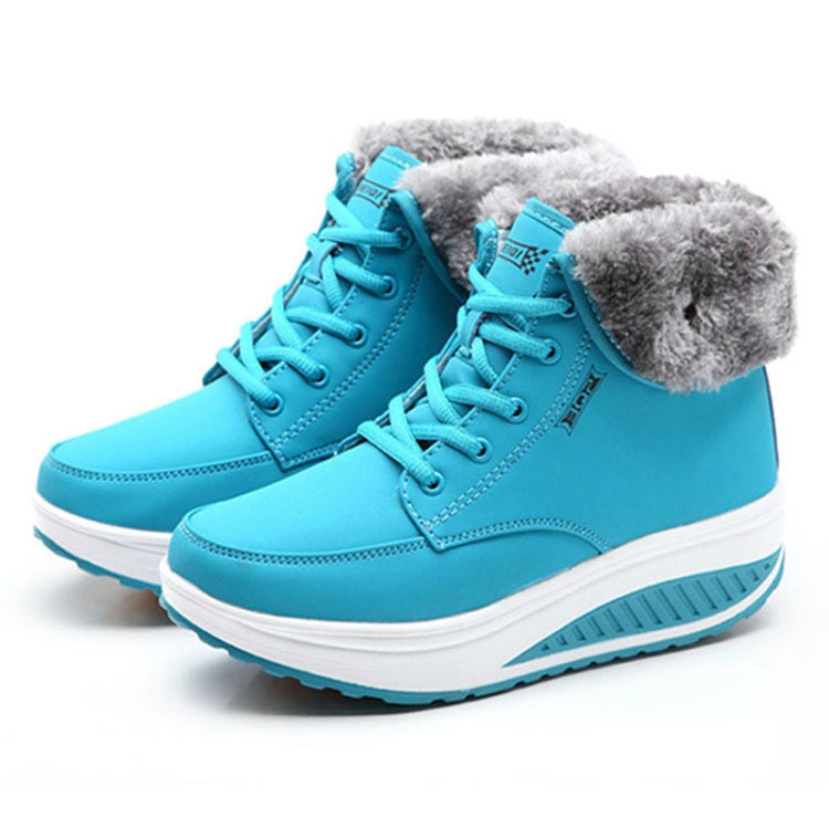 Women Booties Snow Lace Boots Autumn And Winter Female Wedge Shoes, Shoe Size:35