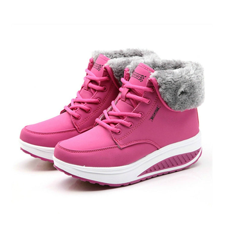 Women Booties Snow Lace Boots Autumn And Winter Female Wedge Shoes, Shoe Size:39