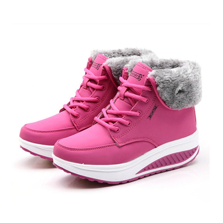 Women Booties Snow Lace Boots Autumn And Winter Female Wedge Shoes, Shoe Size:39