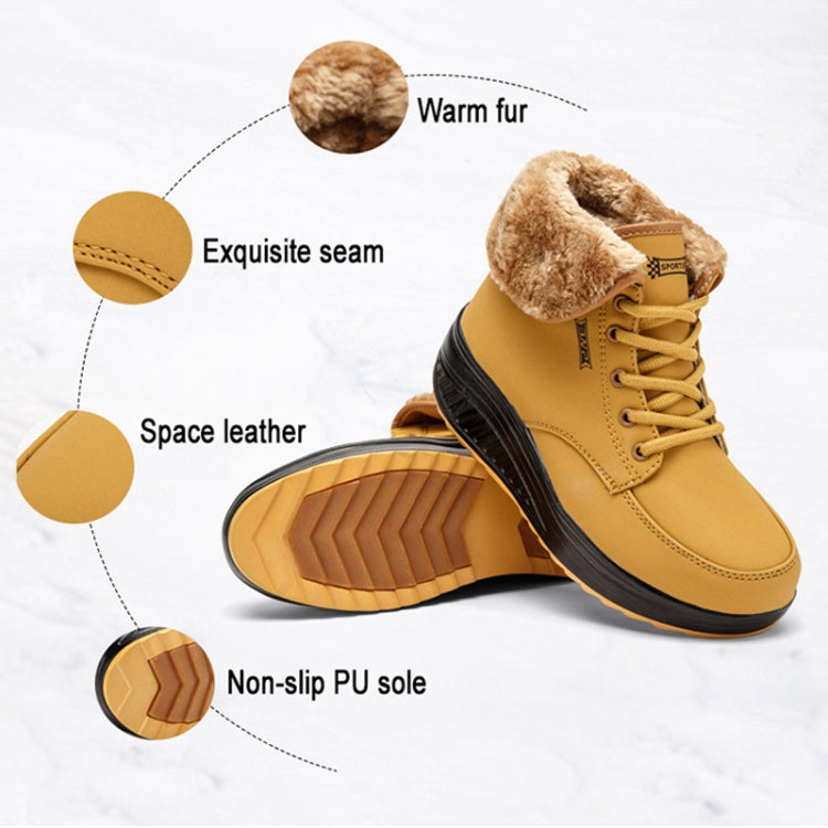 Women Booties Snow Lace Boots Autumn And Winter Female Wedge Shoes, Shoe Size:39