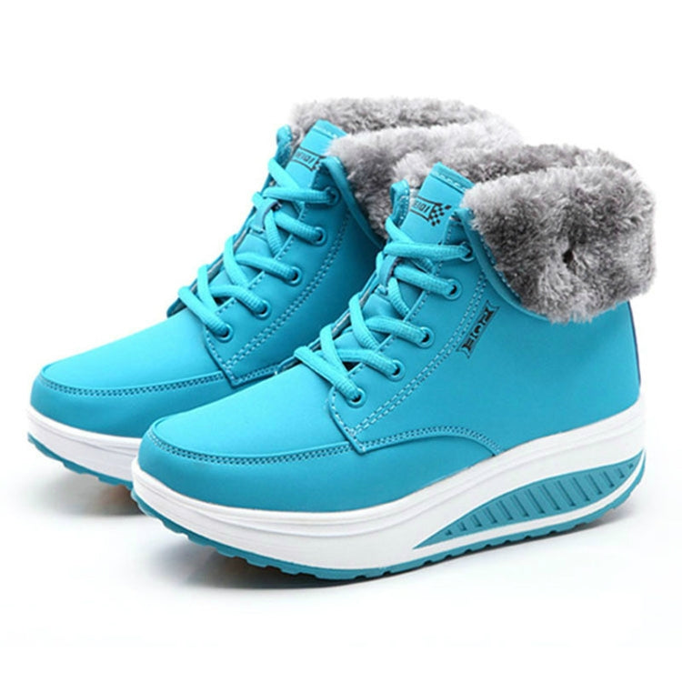 Women Booties Snow Lace Boots Autumn And Winter Female Wedge Shoes, Shoe Size:40