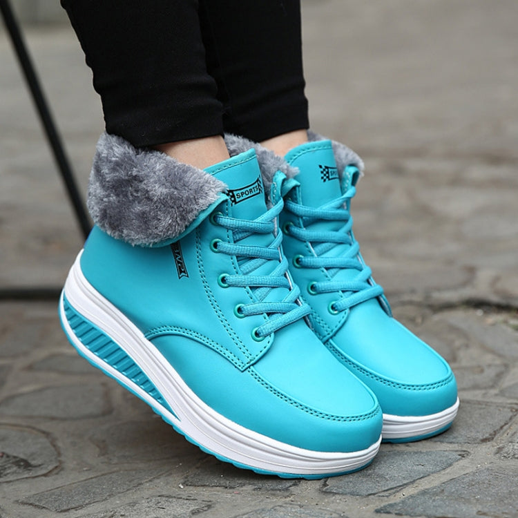 Women Booties Snow Lace Boots Autumn And Winter Female Wedge Shoes, Shoe Size:40