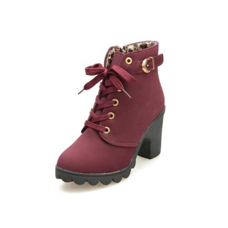 Fashion Square High Heels Solid Color Sneakers Women Snow Boots, Shoe Size:37