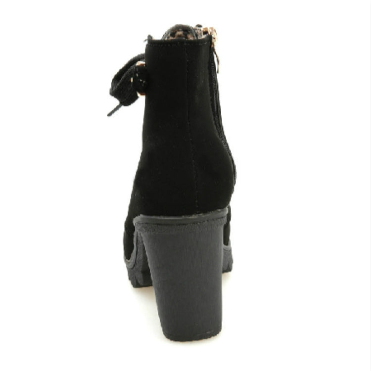 Fashion Square High Heels Solid Color Sneakers Women Snow Boots, Shoe Size:37