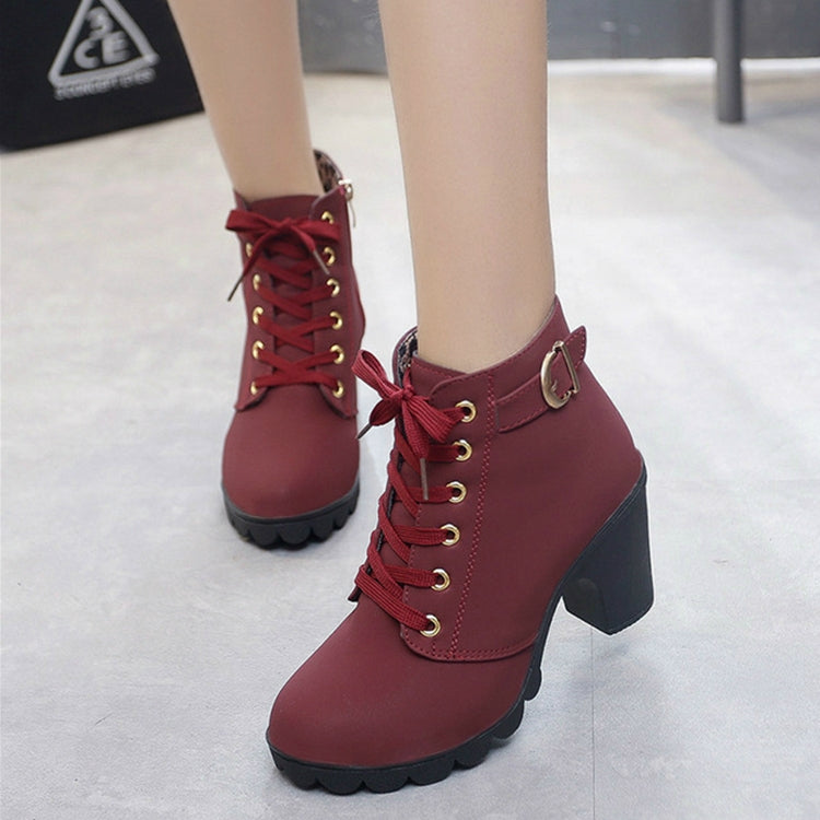 Fashion Square High Heels Solid Color Sneakers Women Snow Boots, Shoe Size:37