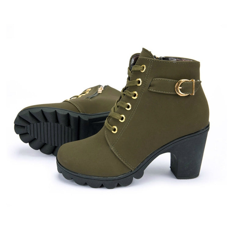 Fashion Square High Heels Solid Color Sneakers Women Snow Boots, Shoe Size:37
