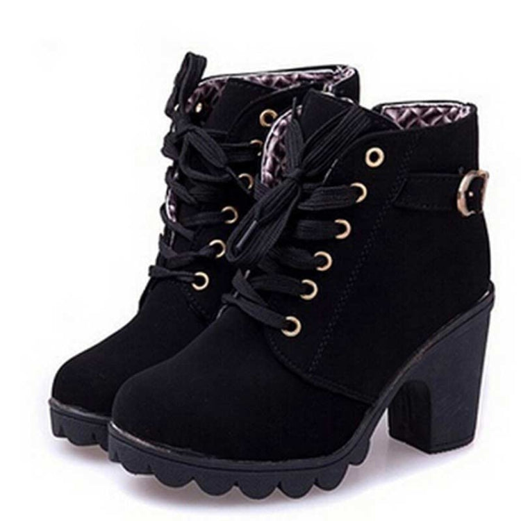 Fashion Square High Heels Solid Color Sneakers Women Snow Boots, Shoe Size:39