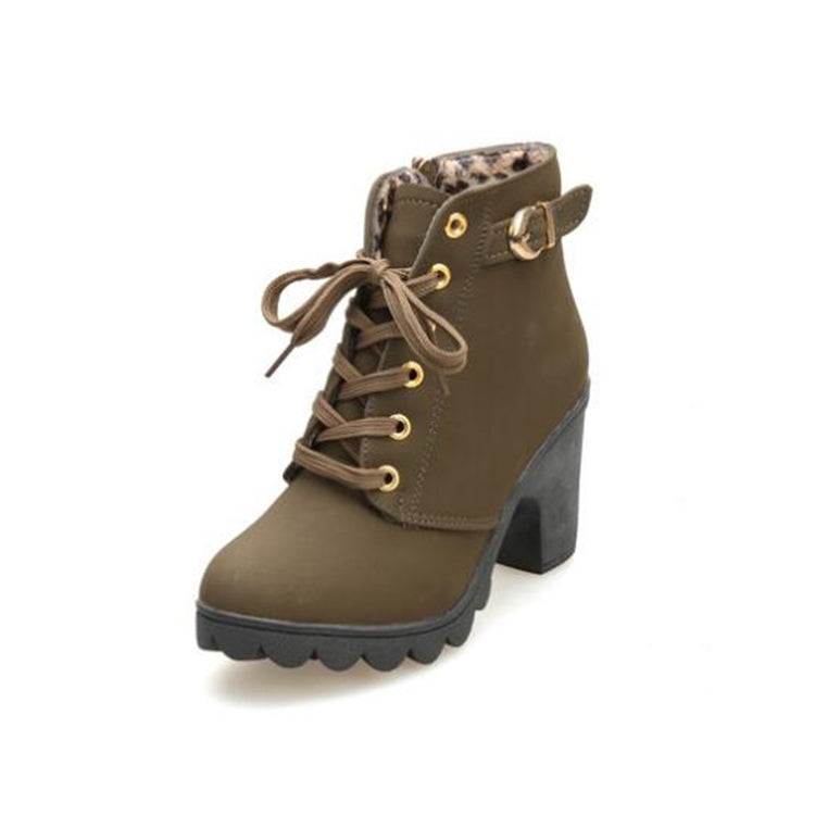 Fashion Square High Heels Solid Color Sneakers Women Snow Boots, Shoe Size:39