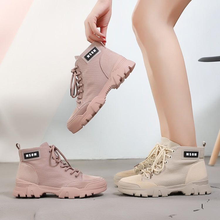 Women Cloth Breathable With Versatile Booties High-Top Martin Boots, Shoe Size:40