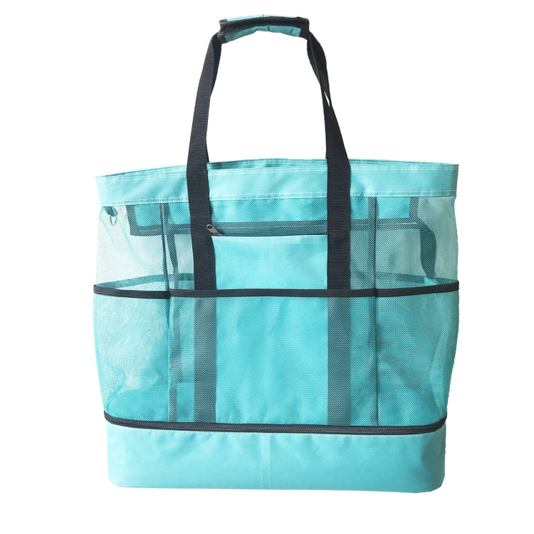 2 PCS Beach Portable Double-Layer Handbag Outdoor Picnic Camping Insulation Bag(Green Cyan)
