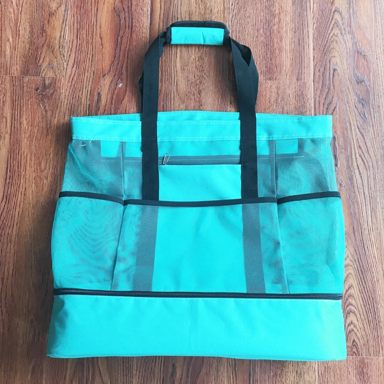2 PCS Beach Portable Double-Layer Handbag Outdoor Picnic Camping Insulation Bag(Green Cyan)