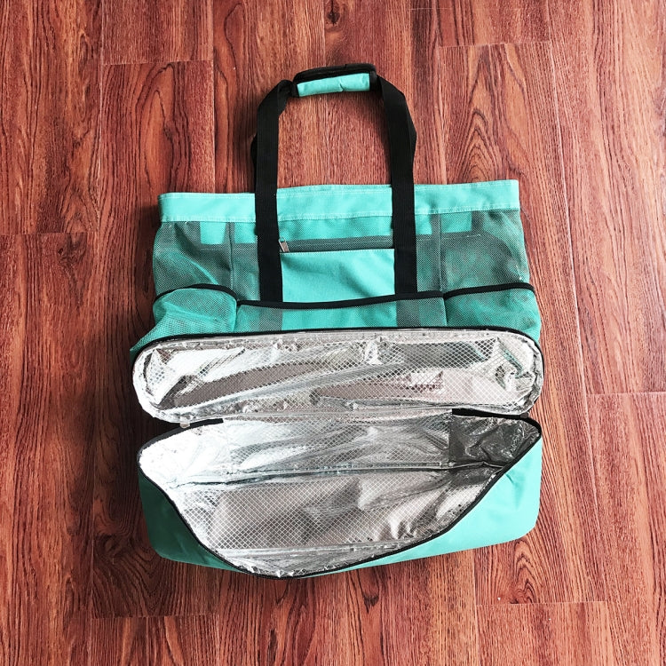 2 PCS Beach Portable Double-Layer Handbag Outdoor Picnic Camping Insulation Bag(Green Cyan)