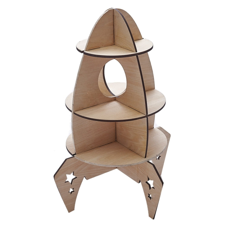 Three-dimensional Assembled Rocket Model Kids Wooden Toy Shelf Home Room Decorations