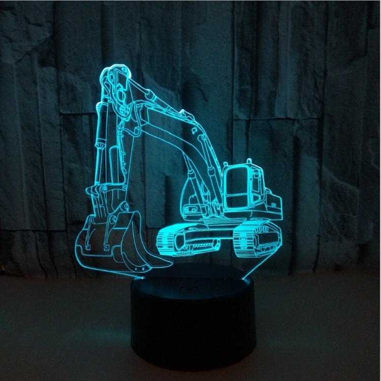 3W Excavator 3D Light Colorful Touch Control Light Creative Small Table Lamp with Black Base, Style:Touch Switch