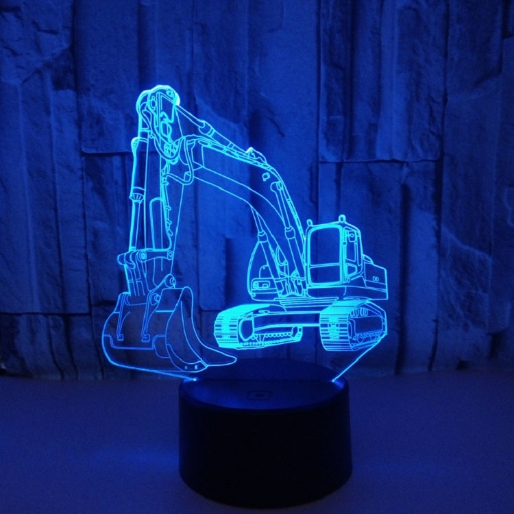 3W Excavator 3D Light Colorful Touch Control Light Creative Small Table Lamp with Black Base, Style:Touch Switch