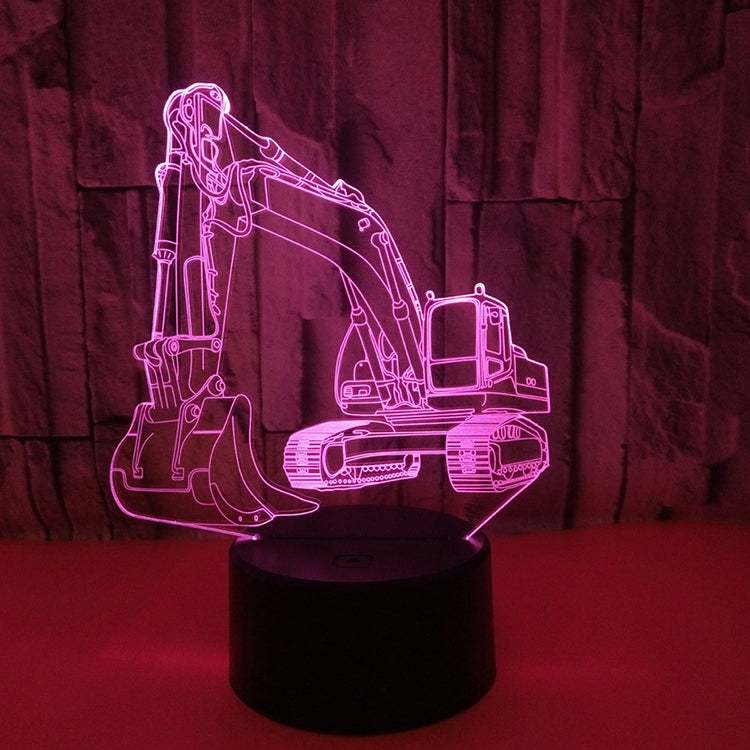 3W Excavator 3D Light Colorful Touch Control Light Creative Small Table Lamp with Black Base, Style:Touch Switch + Remote Control
