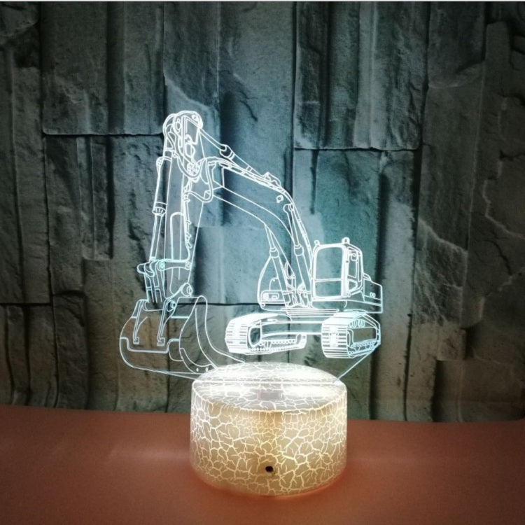 3W Excavator 3D Light Colorful Touch Control Light Creative Small Table Lamp with Black Base, Style:Touch Switch + Remote Control
