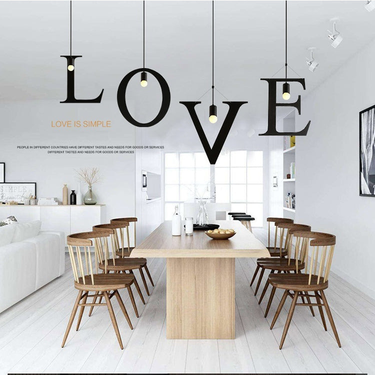 English Alphabet Pendant Lights LED Kitchen Lights Bedside Hanging Lamp Ceiling Lamps with Warm White Light Bulbs