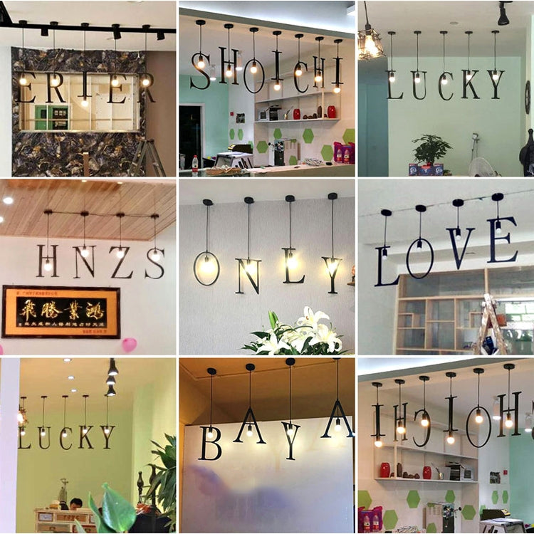 English Alphabet Pendant Lights LED Kitchen Lights Bedside Hanging Lamp Ceiling Lamps with Warm White Light Bulbs