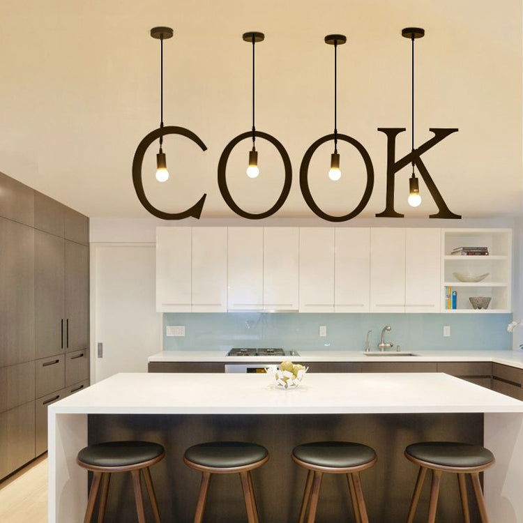 English Alphabet Pendant Lights LED Kitchen Lights Bedside Hanging Lamp Ceiling Lamps with Warm White Light Bulbs