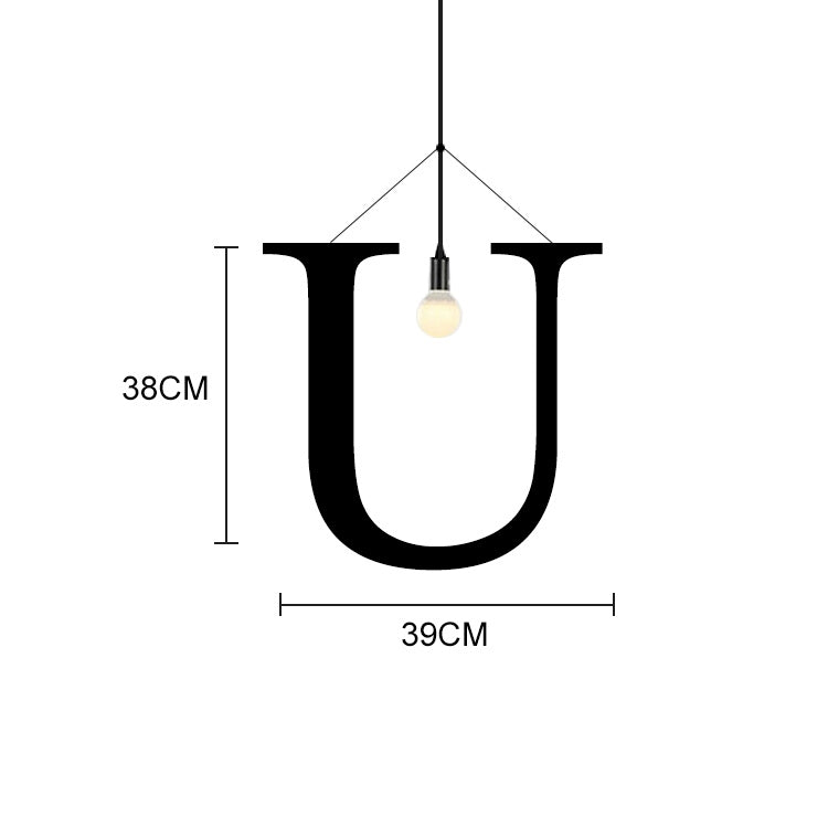 English Alphabet Pendant Lights LED Kitchen Lights Bedside Hanging Lamp Ceiling Lamps with Warm White Light Bulbs