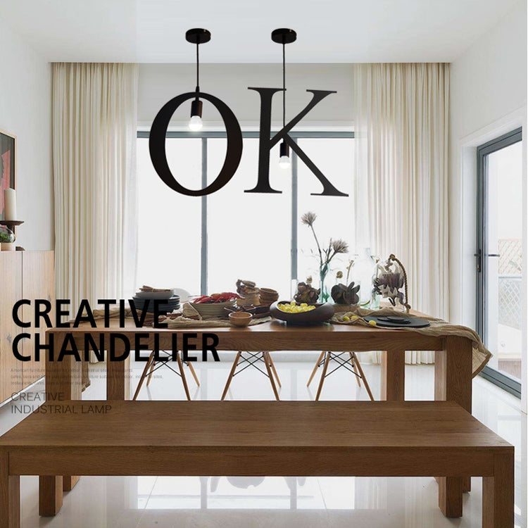 English Alphabet Pendant Lights LED Kitchen Lights Bedside Hanging Lamp Ceiling Lamps with Warm White Light Bulbs