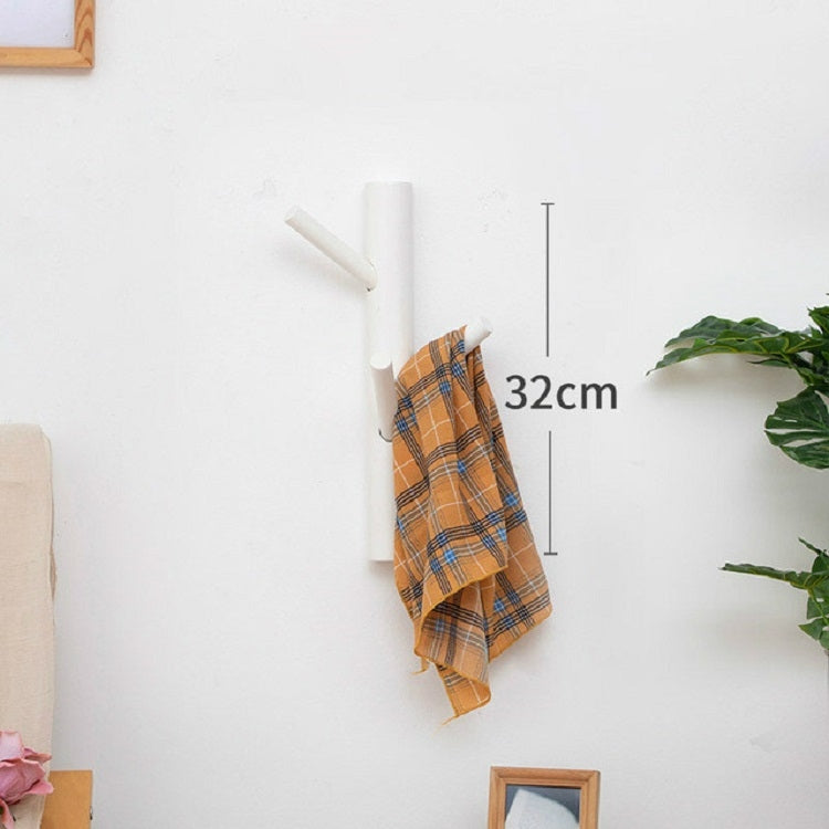 Bamboo Wood Wall Hanger Hook Coat Stand Clothes Hanger Stand Wall Hanging Bracket, Style:3 Hooks(White color)