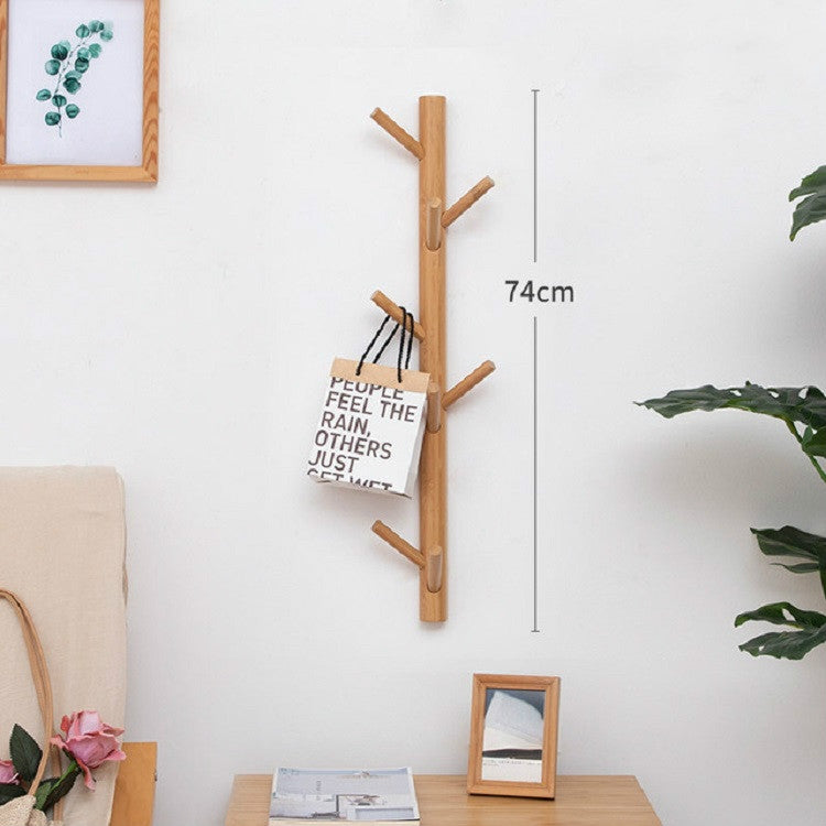 Bamboo Wood Wall Hanger Hook Coat Stand Clothes Hanger Stand Wall Hanging Bracket, Style:8 Hooks(Natural Color)