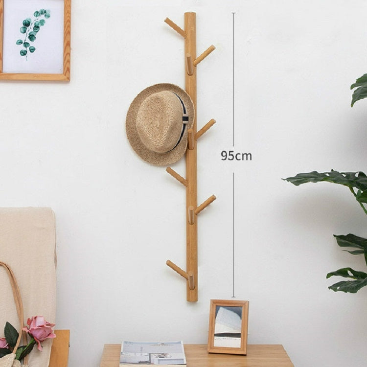 Bamboo Wood Wall Hanger Hook Coat Stand Clothes Hanger Stand Wall Hanging Bracket, Style:11 Hooks(Natural Color)