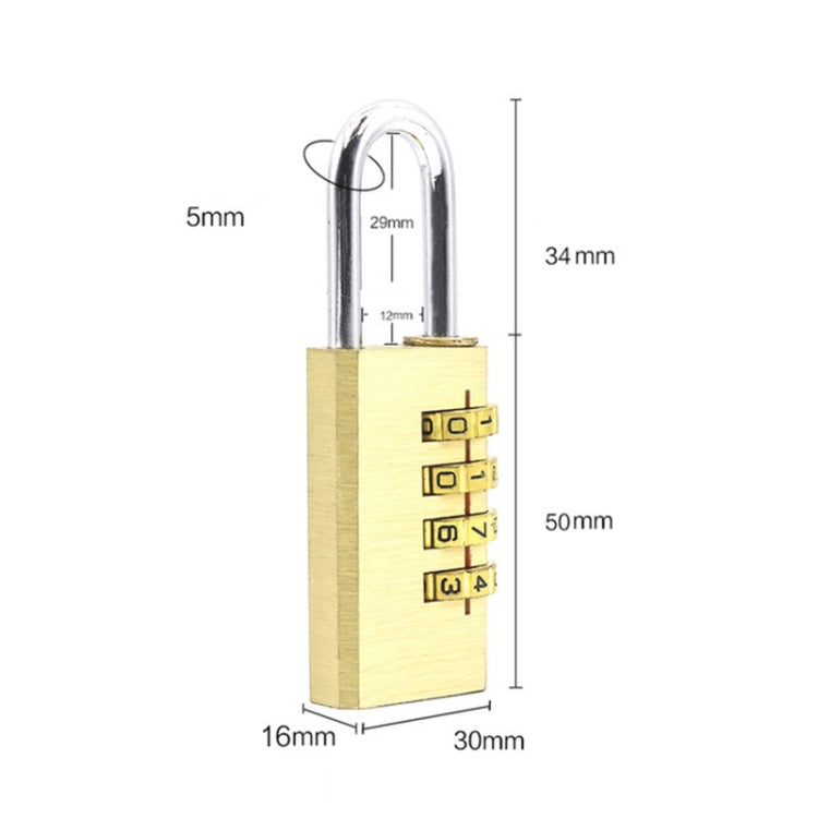 2 PCS Four-digit Brass Code Padlock Security Gym Door Lock, Size:73 x 30 x 16 mm(Brass)