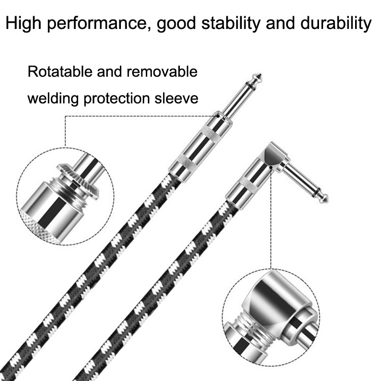 0.5m 1 Straight Head +1 Elbow Head 6.35mm Guitar Cable Oxygen-Free Copper Core TS Large Two-core Cable