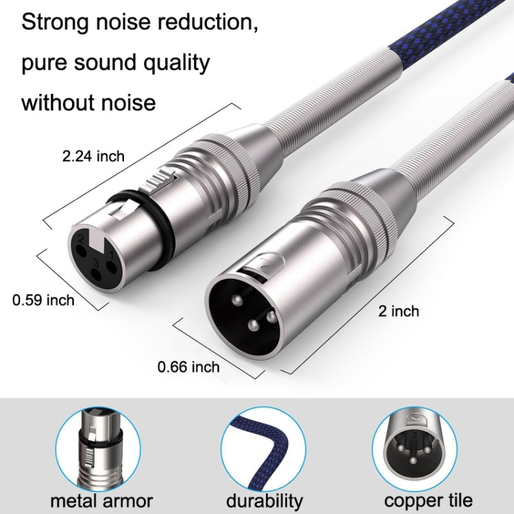 2pcs LHD010 Caron Male To Female XLR Dual Card Microphone Cable Audio Cable 0.5m(Red + Blue)