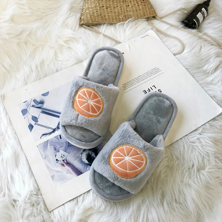 Home Indoor Flat Bottom Cute Fruit Plush Slippers, Shoe size:36-37
