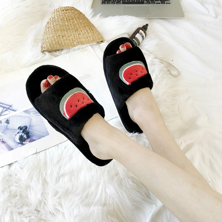 Home Indoor Flat Bottom Cute Fruit Plush Slippers, Shoe size:36-37