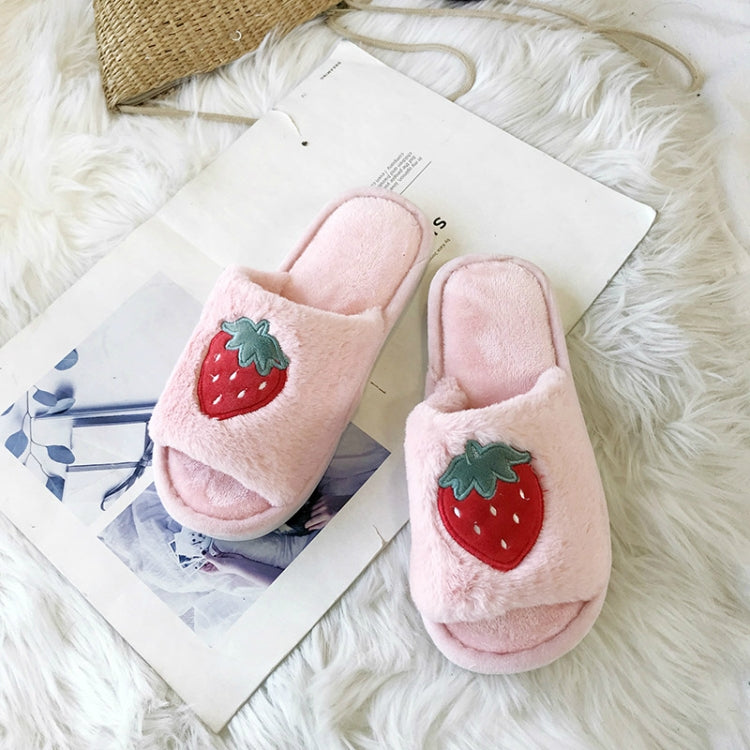Home Indoor Flat Bottom Cute Fruit Plush Slippers, Shoe size:36-37