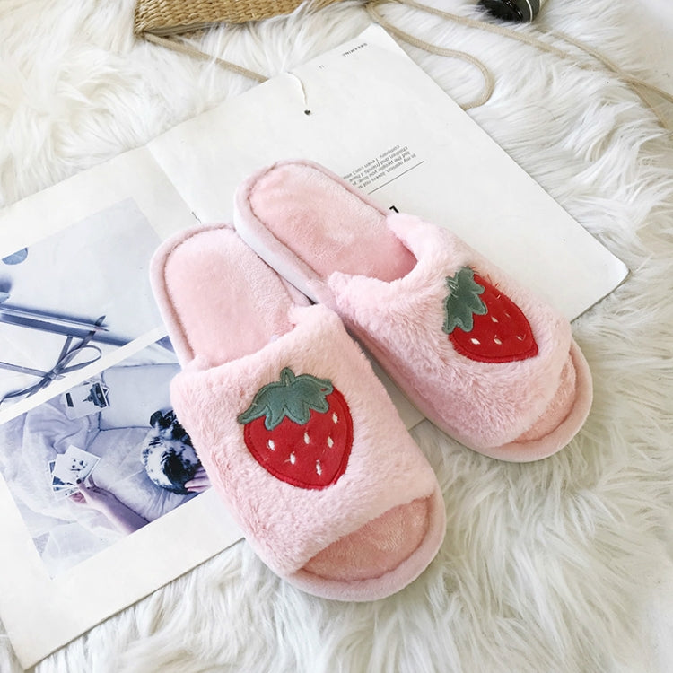 Home Indoor Flat Bottom Cute Fruit Plush Slippers, Shoe size:36-37