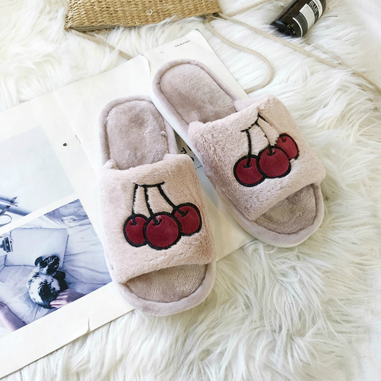 Home Indoor Flat Bottom Cute Fruit Plush Slippers, Shoe size:36-37